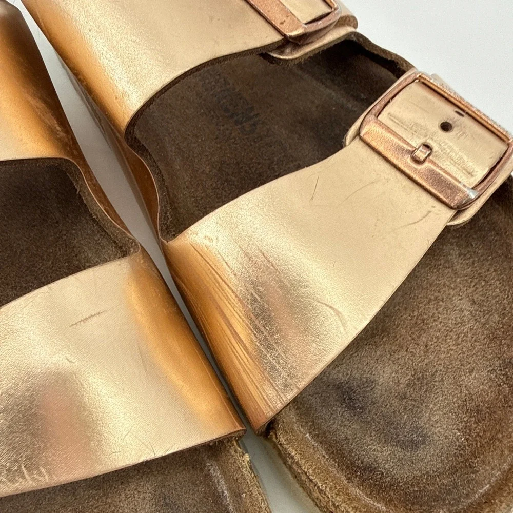 Birkenstock Arizona Metallic Copper Rose Gold Sandals Womens 38 US 7 7.5 Boho